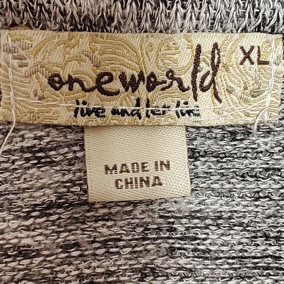 One World Gray Black Marled Long Sleeve Open Front Flowy Heavy Cardigan - Picture 6 of 8